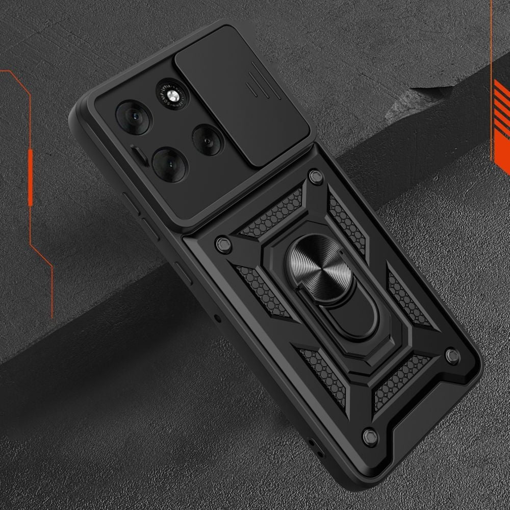 Handyhülle mit Ring für Motorola Moto G86 5G, Tech-Protect Camshield Pro, Schwarz