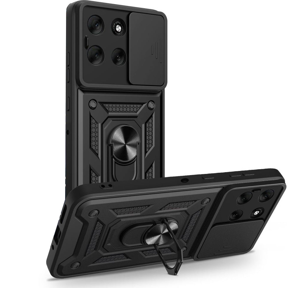 Handyhülle mit Ring für Motorola Moto G86 5G, Tech-Protect Camshield Pro, Schwarz