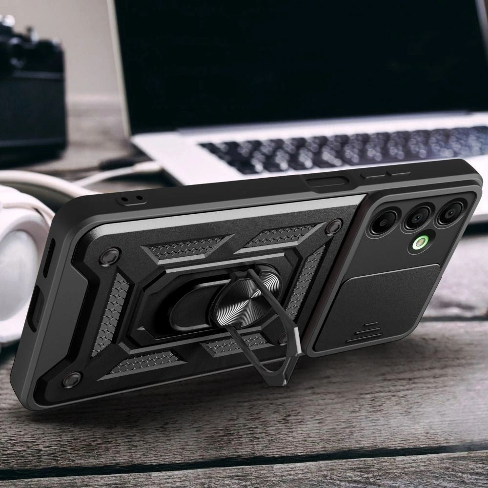 Handyhülle mit Ring für Samsung Galaxy A17 5G/4G, Tech-Protect Camshield Pro, Schwarz