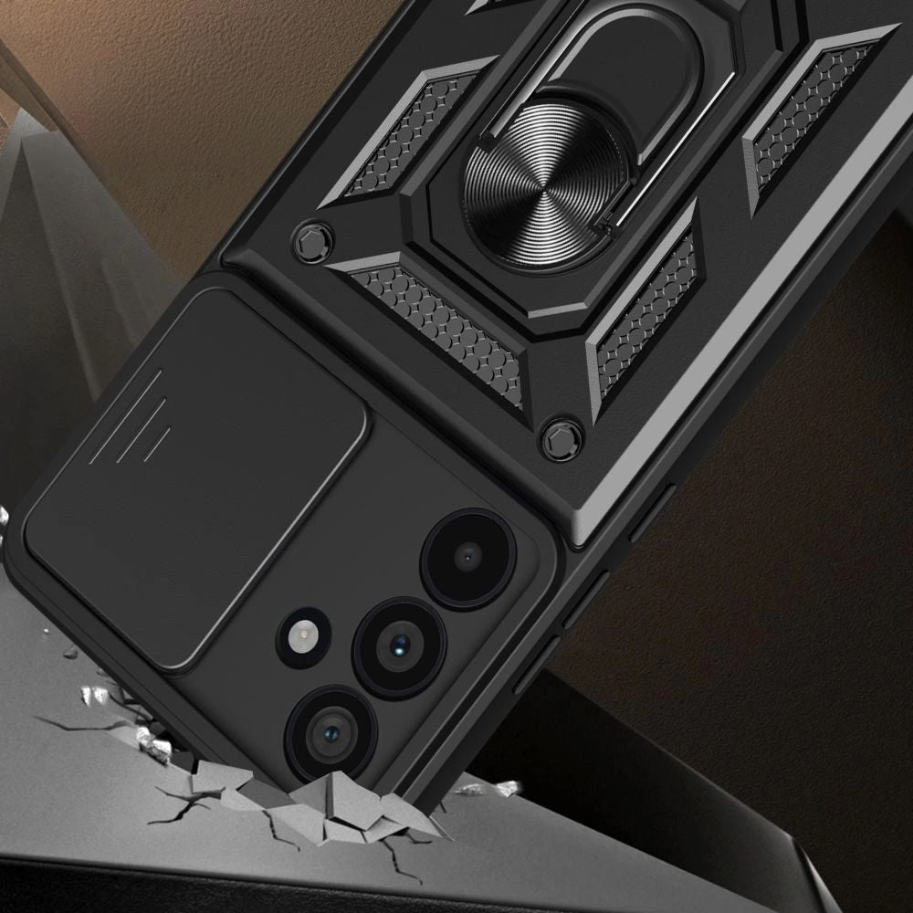 Handyhülle mit Ring für Samsung Galaxy A57 5G, Tech-Protect Camshield Pro, Schwarz