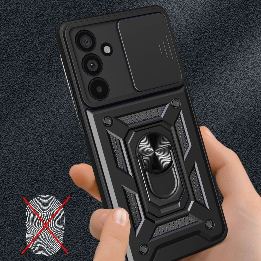 Handyhülle mit Ring für Samsung Galaxy A57 5G, Tech-Protect Camshield Pro, Schwarz
