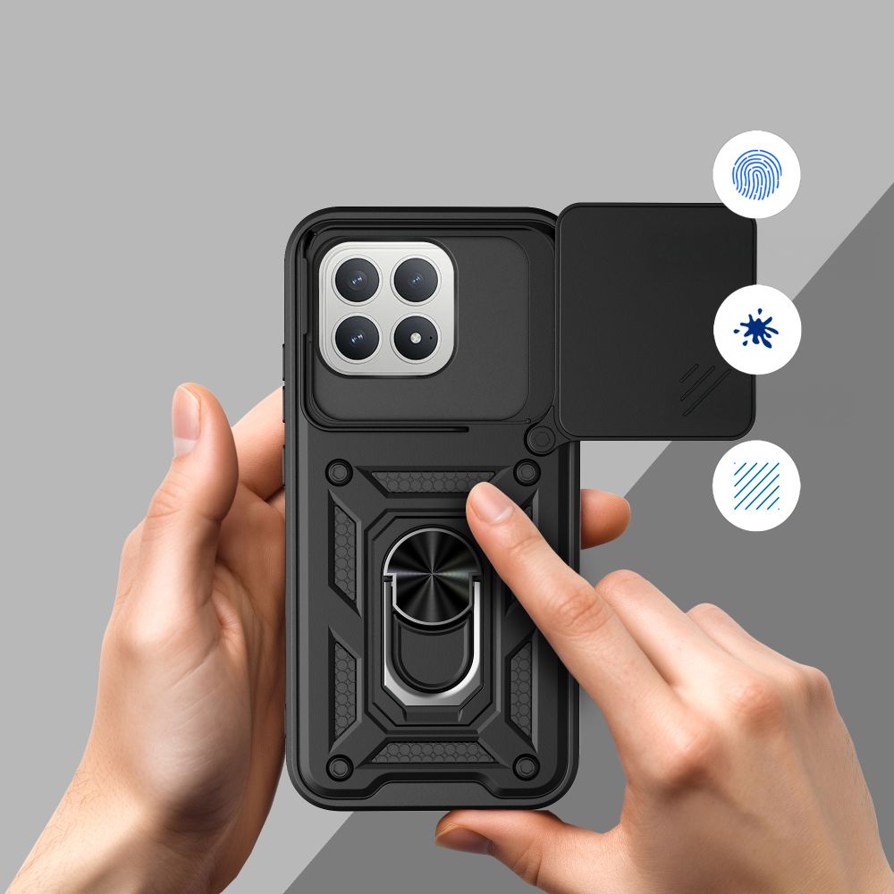 Handyhülle mit Ring für POCO F8 Pro, Tech-Protect Camshield Pro, Schwarz