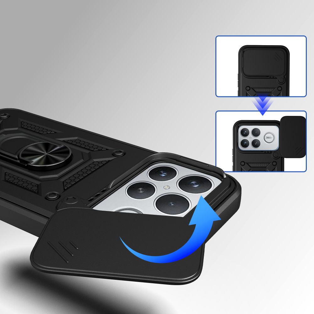 Handyhülle mit Ring für POCO F8 Ultra, Tech-Protect Camshield Pro, Schwarz