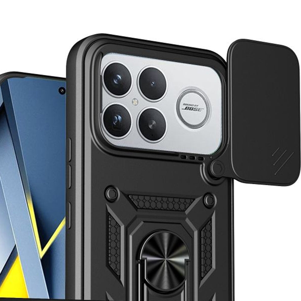 Handyhülle mit Ring für POCO F8 Ultra, Tech-Protect Camshield Pro, Schwarz