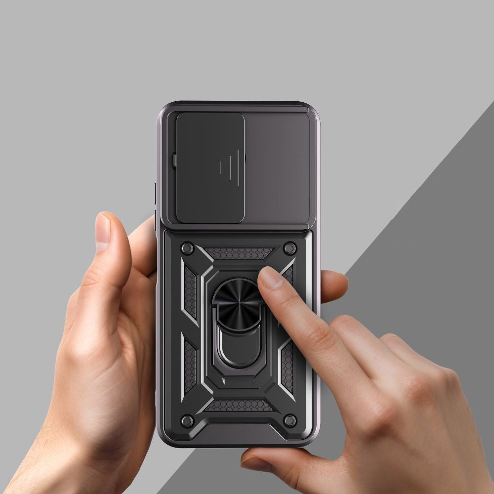 Handyhülle mit Ring für Xiaomi Redmi 15C, Tech-Protect Camshield Pro, Schwarz