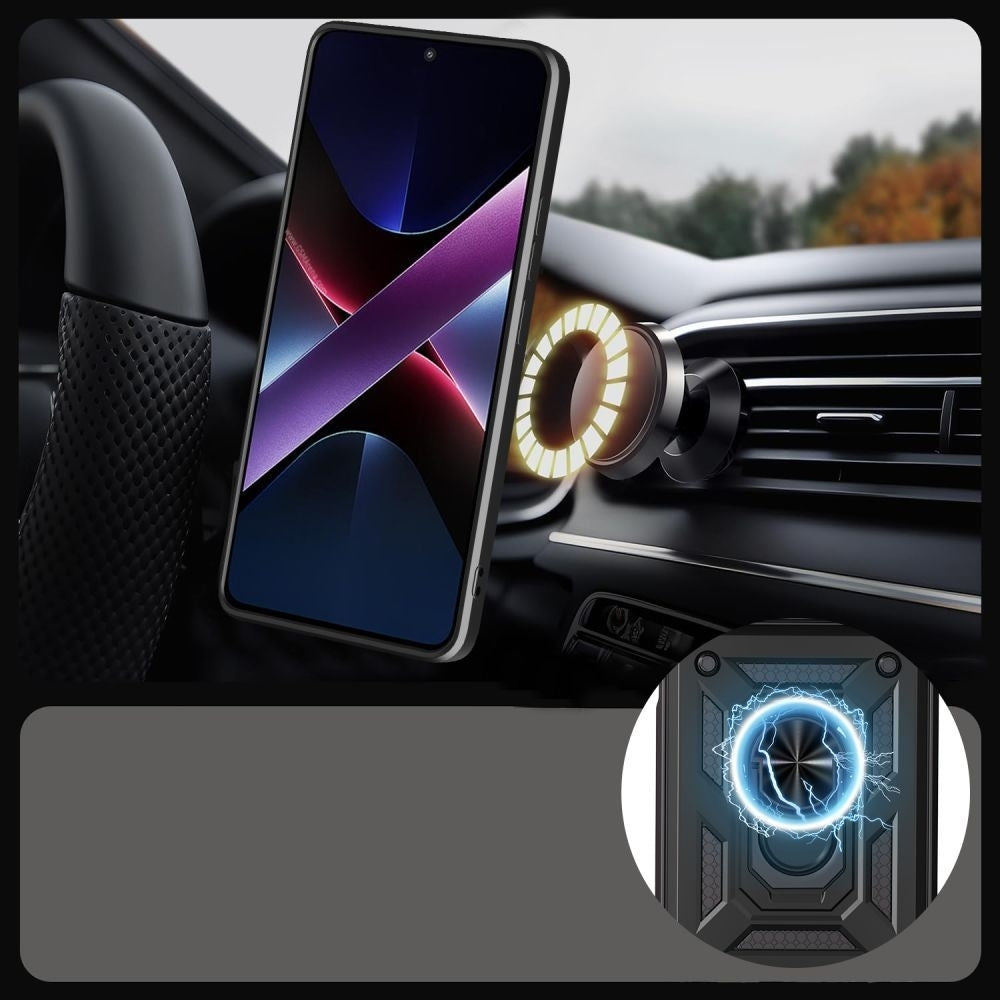 Handyhülle mit Ring für Xiaomi Redmi 15C, Tech-Protect Camshield Pro, Schwarz