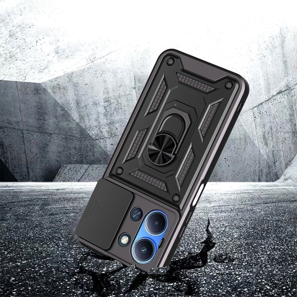 Handyhülle mit Ring für Xiaomi Redmi 15C, Tech-Protect Camshield Pro, Schwarz