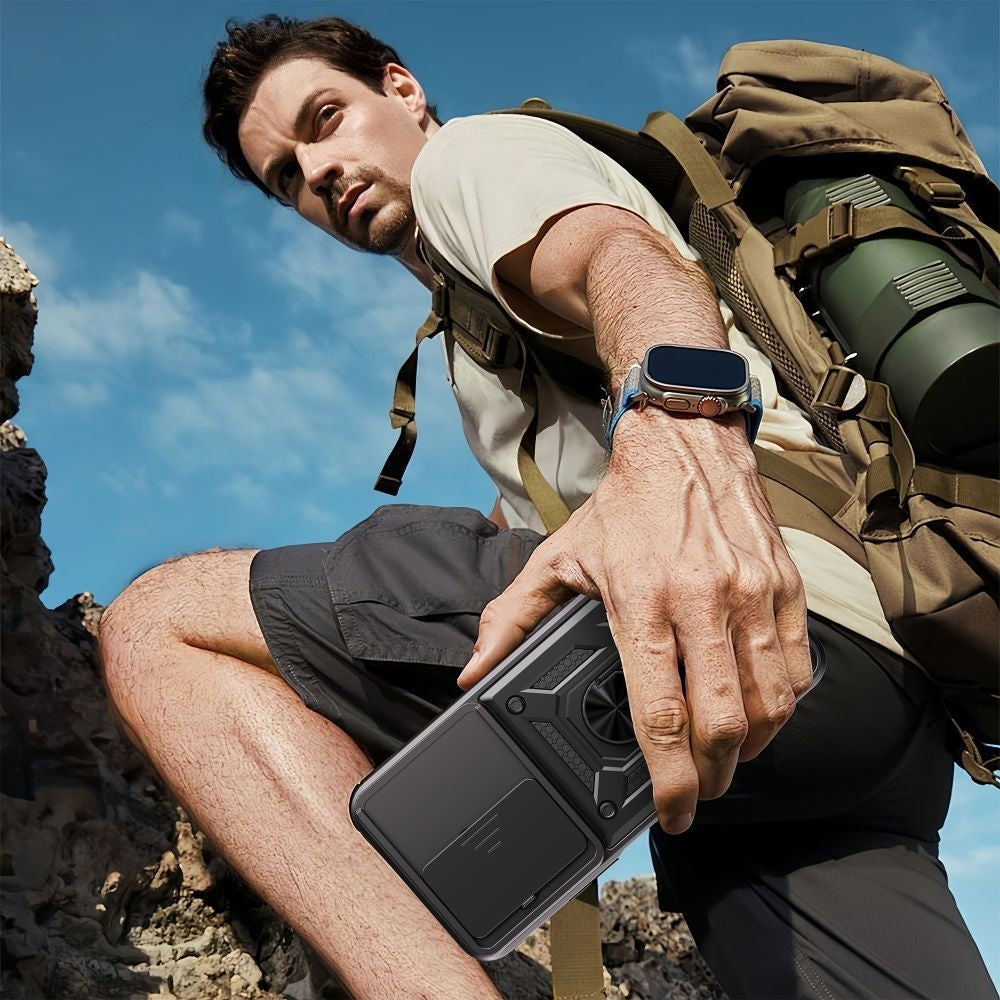 Handyhülle mit Ring für Xiaomi Redmi 15C, Tech-Protect Camshield Pro, Schwarz
