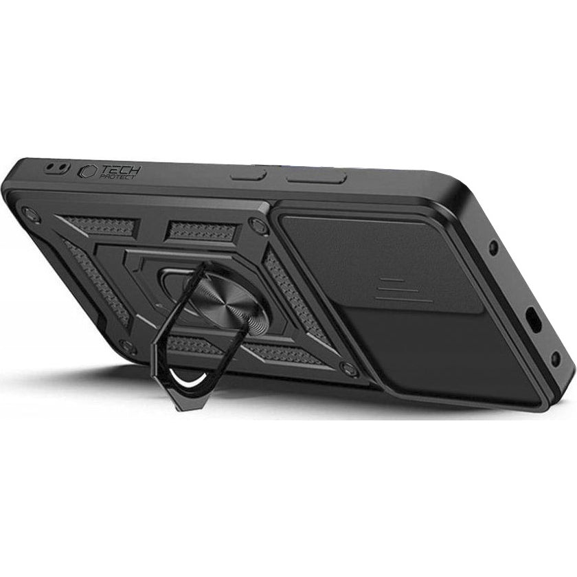 Handyhülle mit Ring für Xiaomi Redmi 15C, Tech-Protect Camshield Pro, Schwarz