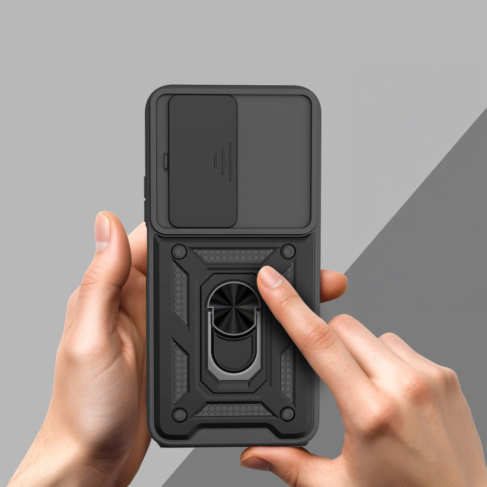 Handyhülle mit Ring für Xiaomi Redmi 15 4G / 5G, Tech-Protect Camshield Pro, Schwarz