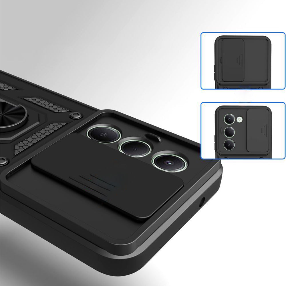Handyhülle mit Ring für Xiaomi Redmi 15 4G / 5G, Tech-Protect Camshield Pro, Schwarz