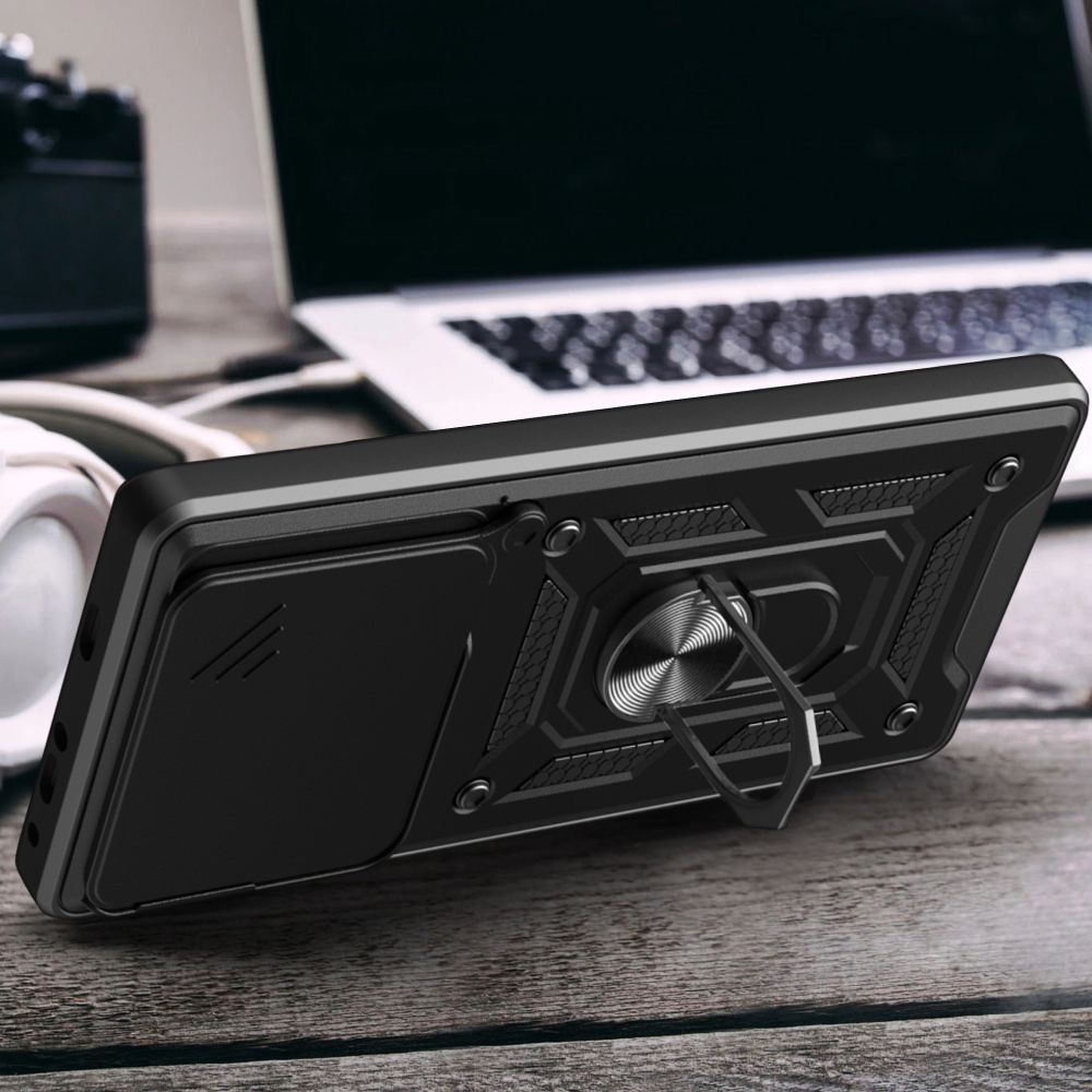 Handyhülle mit Ring für Xiaomi Redmi Note 15 Pro 5G, Tech-Protect Camshield Pro, Schwarz