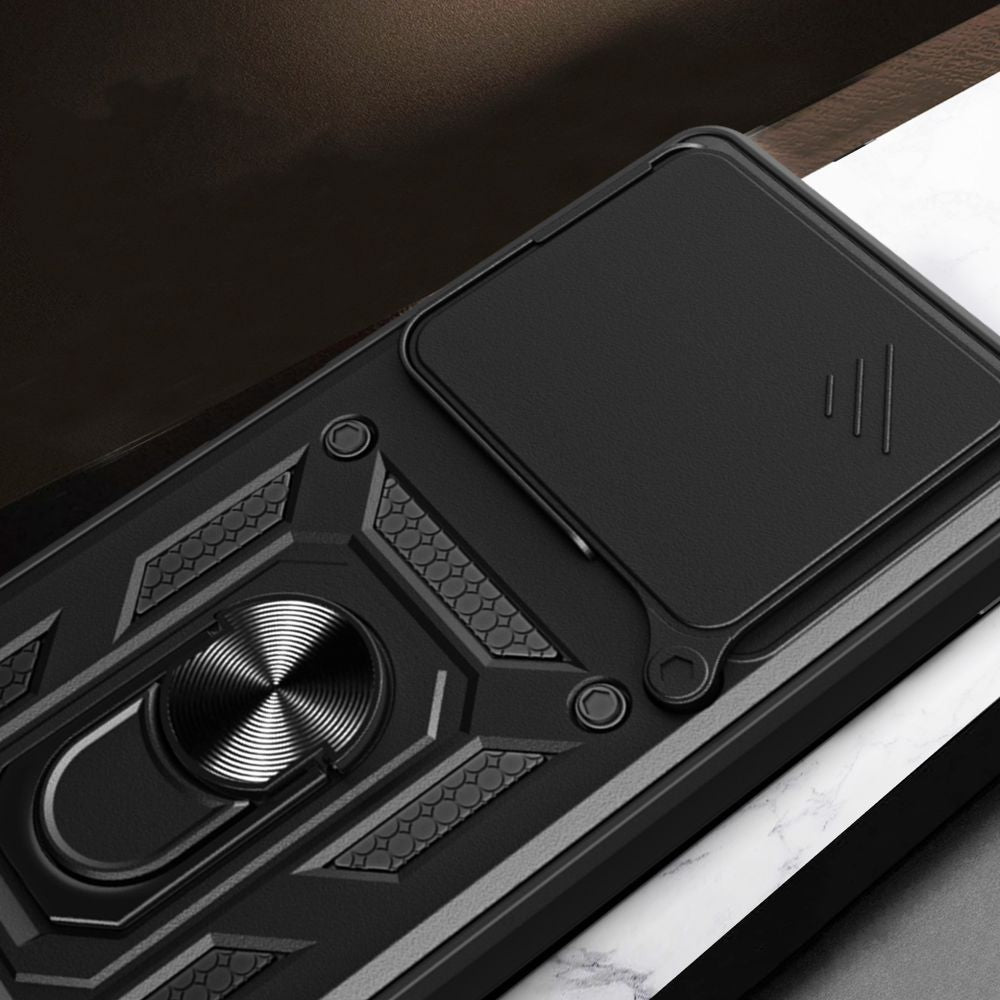 Handyhülle mit Ring für Xiaomi Redmi Note 15 Pro 5G, Tech-Protect Camshield Pro, Schwarz