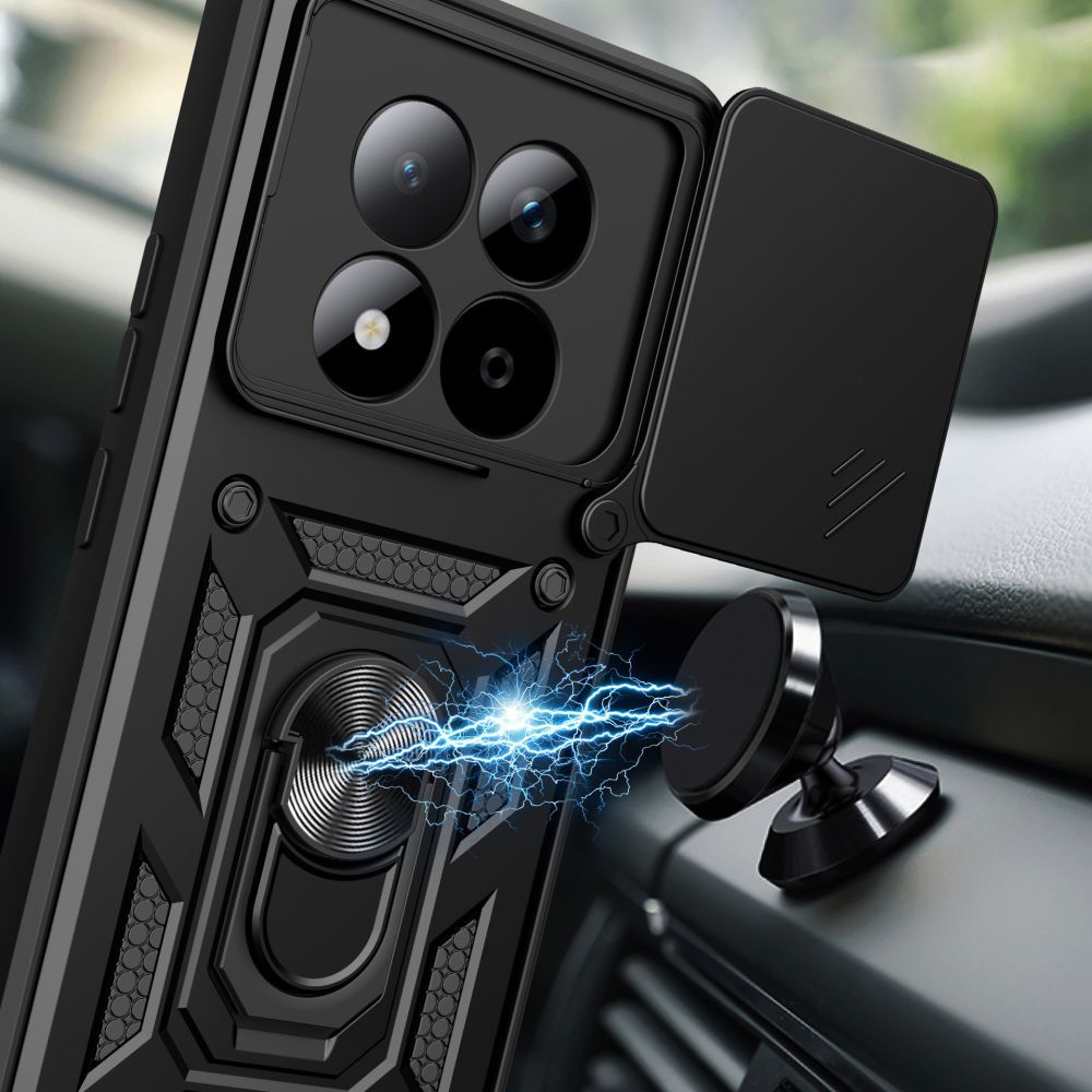 Handyhülle mit Ring für Xiaomi Redmi Note 15 Pro Plus 5G, Tech-Protect Camshield Pro, Schwarz
