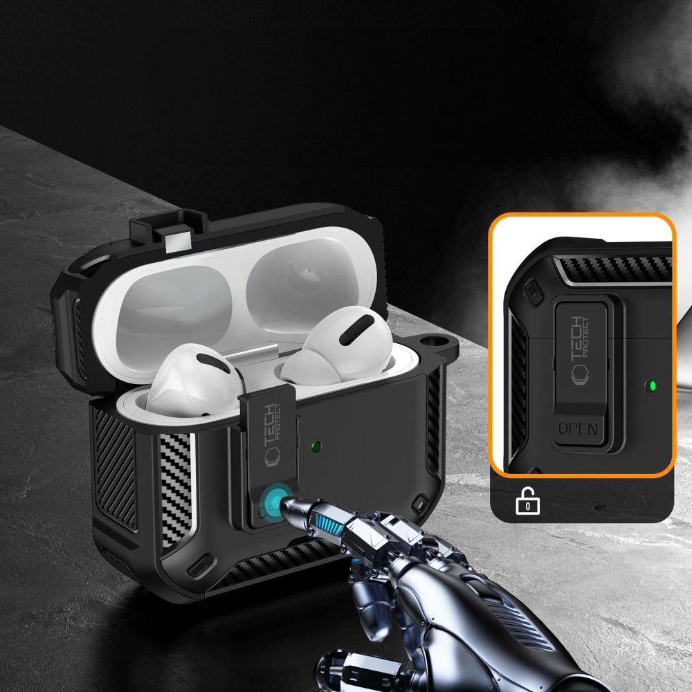 Schutzhülle für AirPods Pro 3, Tech-Protect Carbonox mit MagSafe, Schwarz