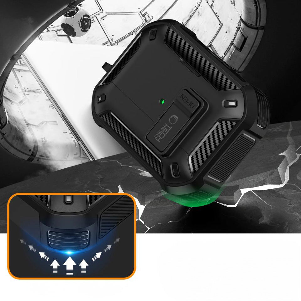 Schutzhülle für AirPods Pro 3, Tech-Protect Carbonox mit MagSafe, Schwarz