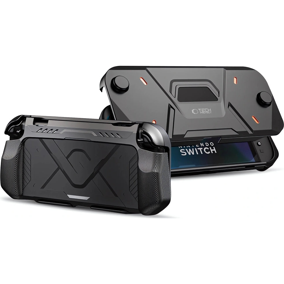 Handyhülle für Nintendo Switch 2, Tech-Protect Carbonox, Schwarz