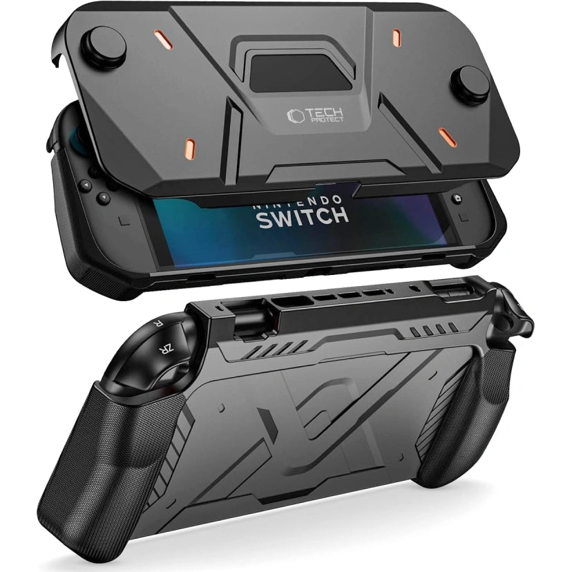 Handyhülle für Nintendo Switch 2, Tech-Protect Carbonox, Schwarz