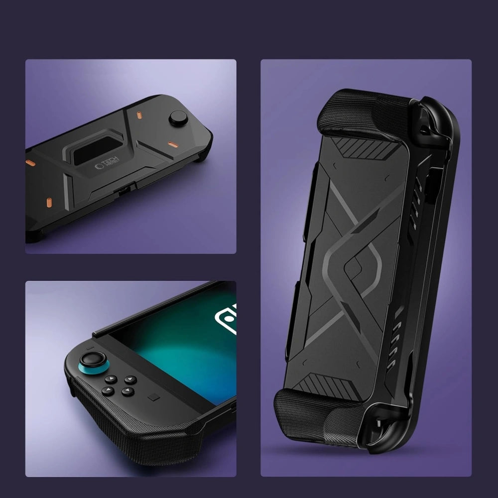 Handyhülle für Nintendo Switch 2, Tech-Protect Carbonox, Schwarz