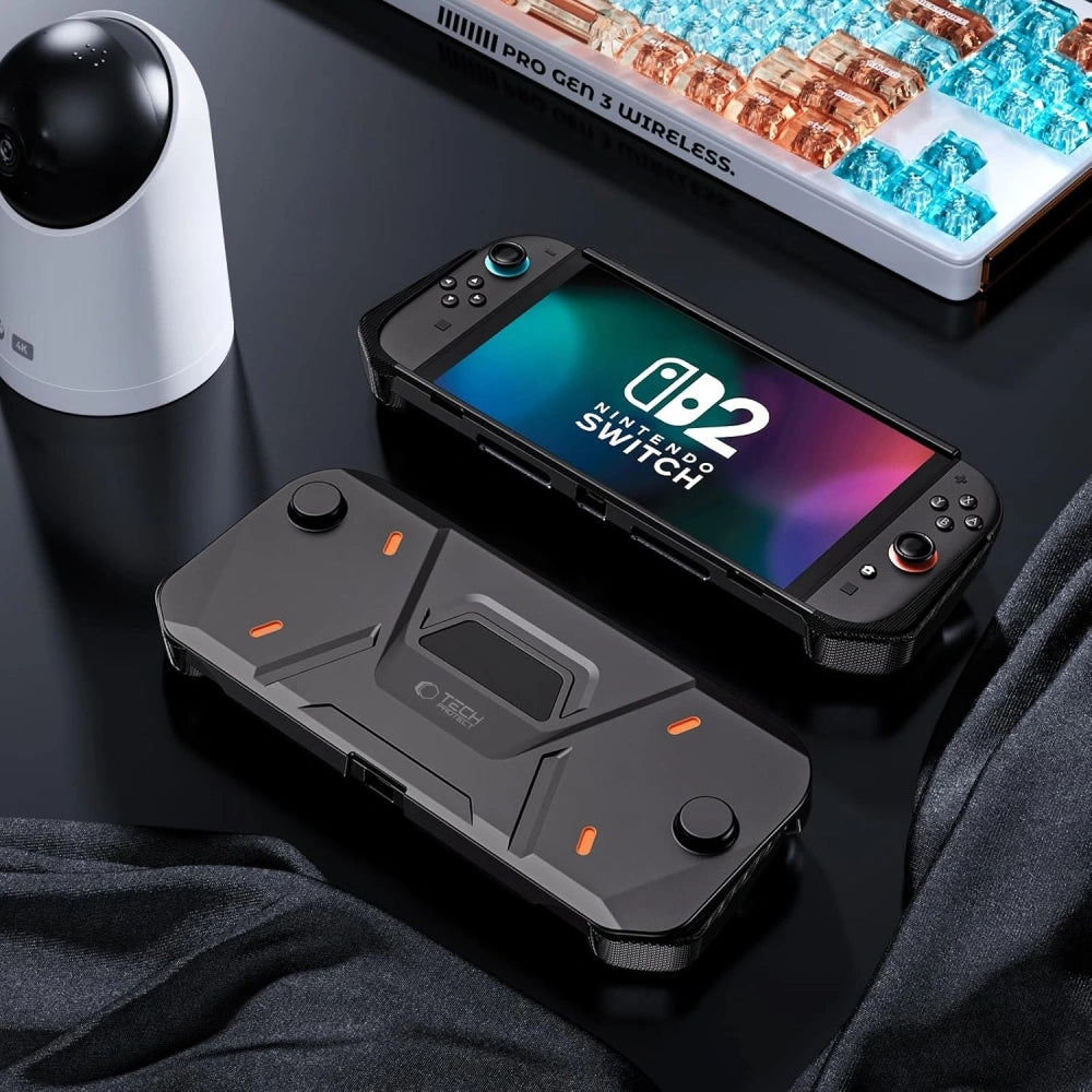 Handyhülle für Nintendo Switch 2, Tech-Protect Carbonox, Schwarz