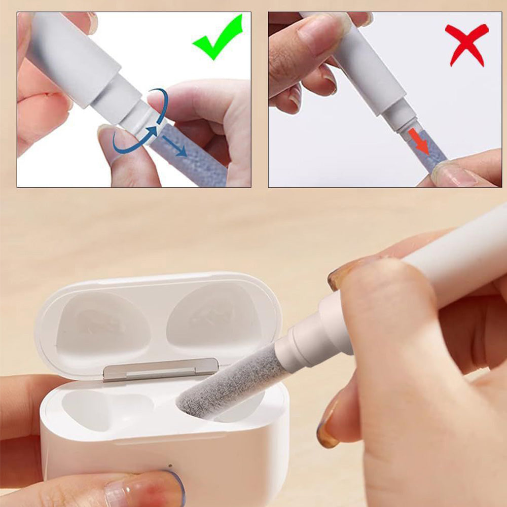 Kopfhörer-Reinigungsbürste, Tech-Protect CS02 Cleaner Set 3w1, Weiß-Grau