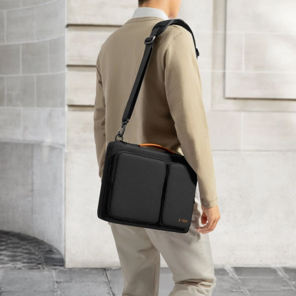 Umhängetasche für 13-14“ Laptop, Tech-Protect Defender Bag, Schwarz/Orange