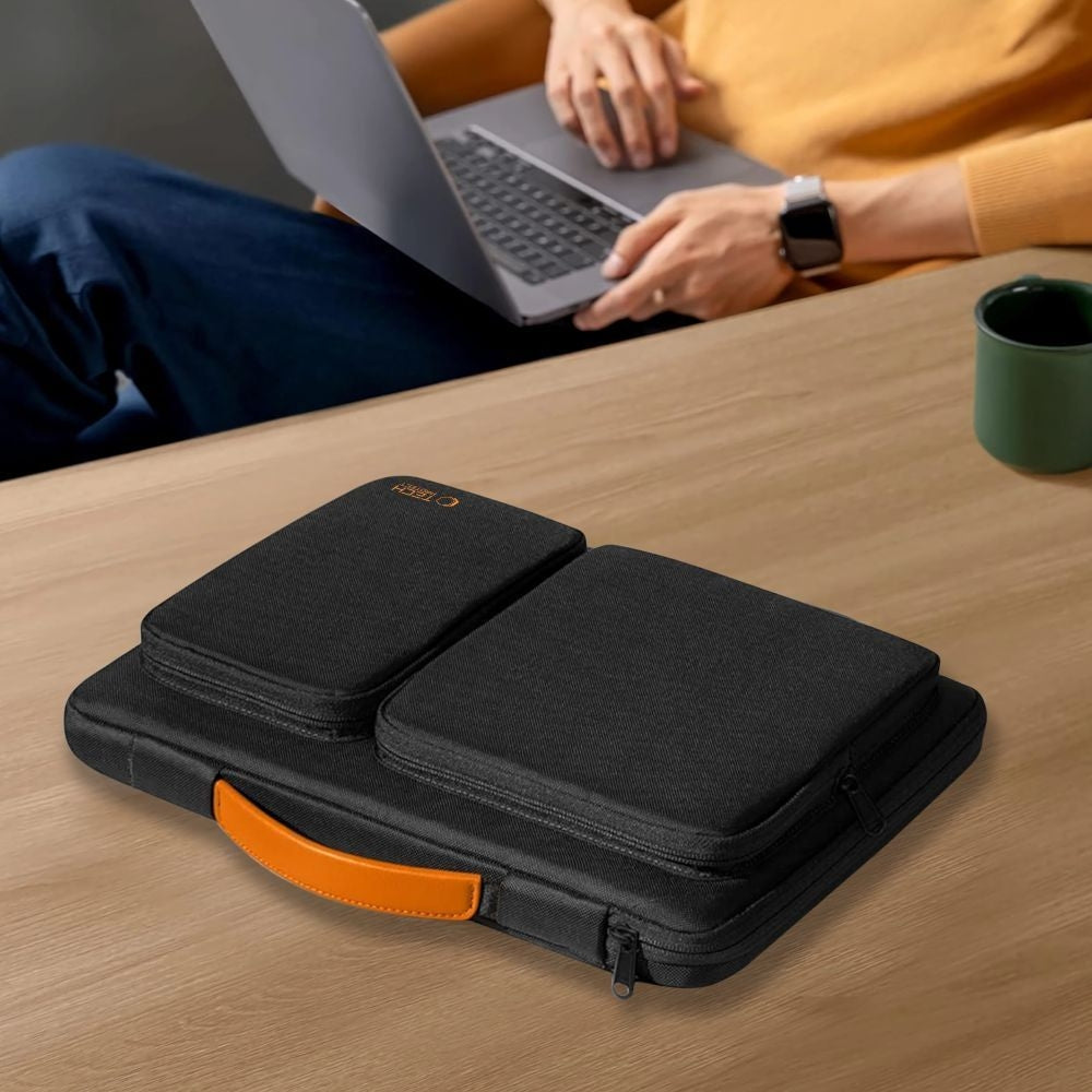 Umhängetasche für 13-14“ Laptop, Tech-Protect Defender Bag, Schwarz/Orange