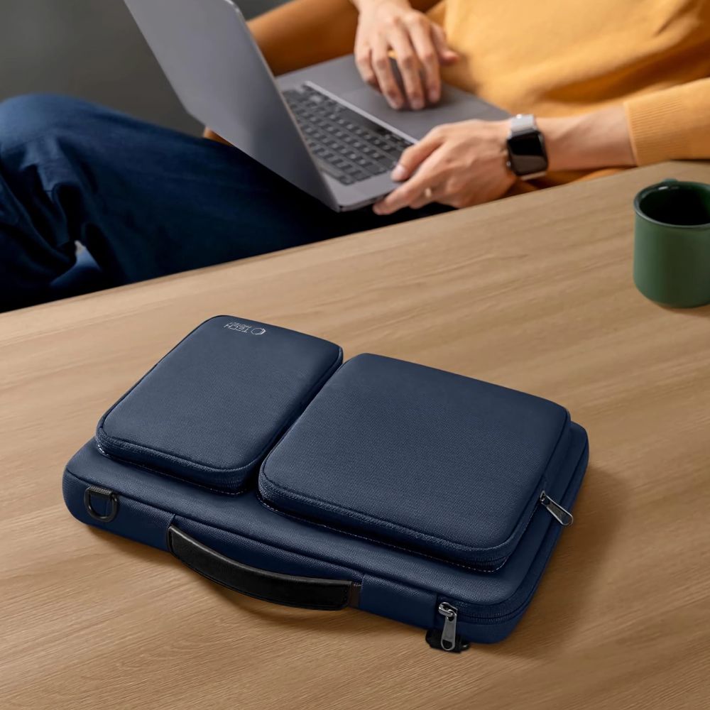 Umhängetasche für 13-14“ Laptop, Tech-Protect Defender Bag, Dunkelblau