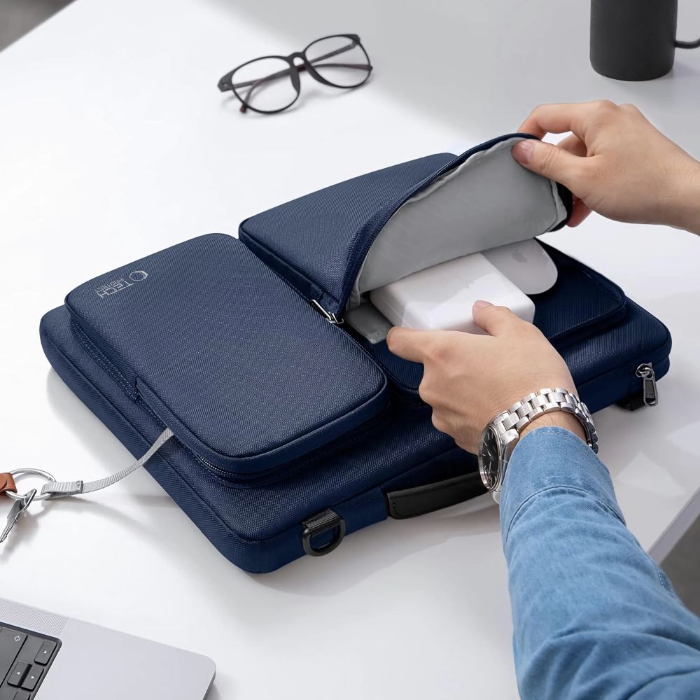 Umhängetasche für 15-16“ Laptop, Tech-Protect Defender Bag, Dunkelblau