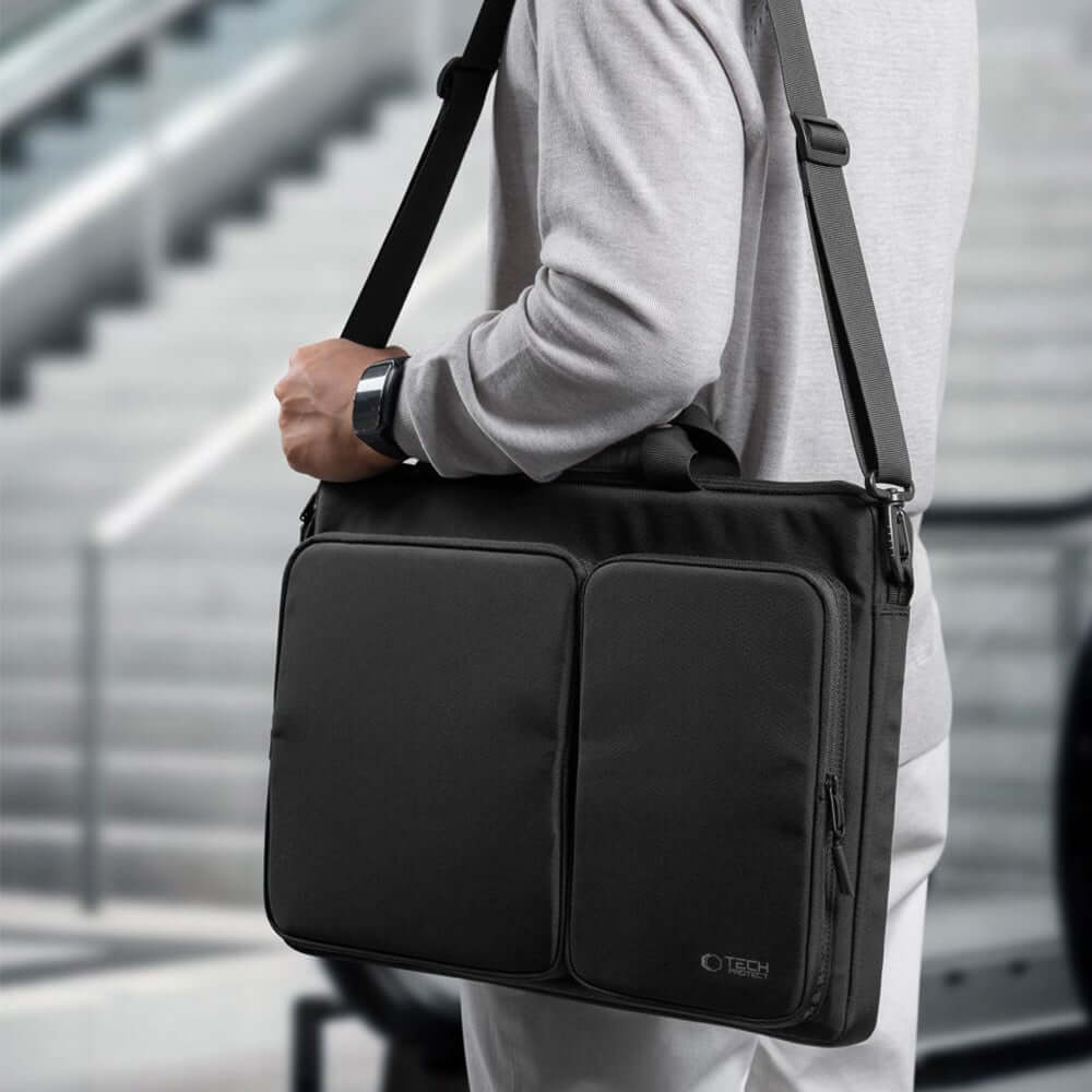 Umhängetasche für 17“ Laptop, Tech-Protect Defender Bag, Schwarz