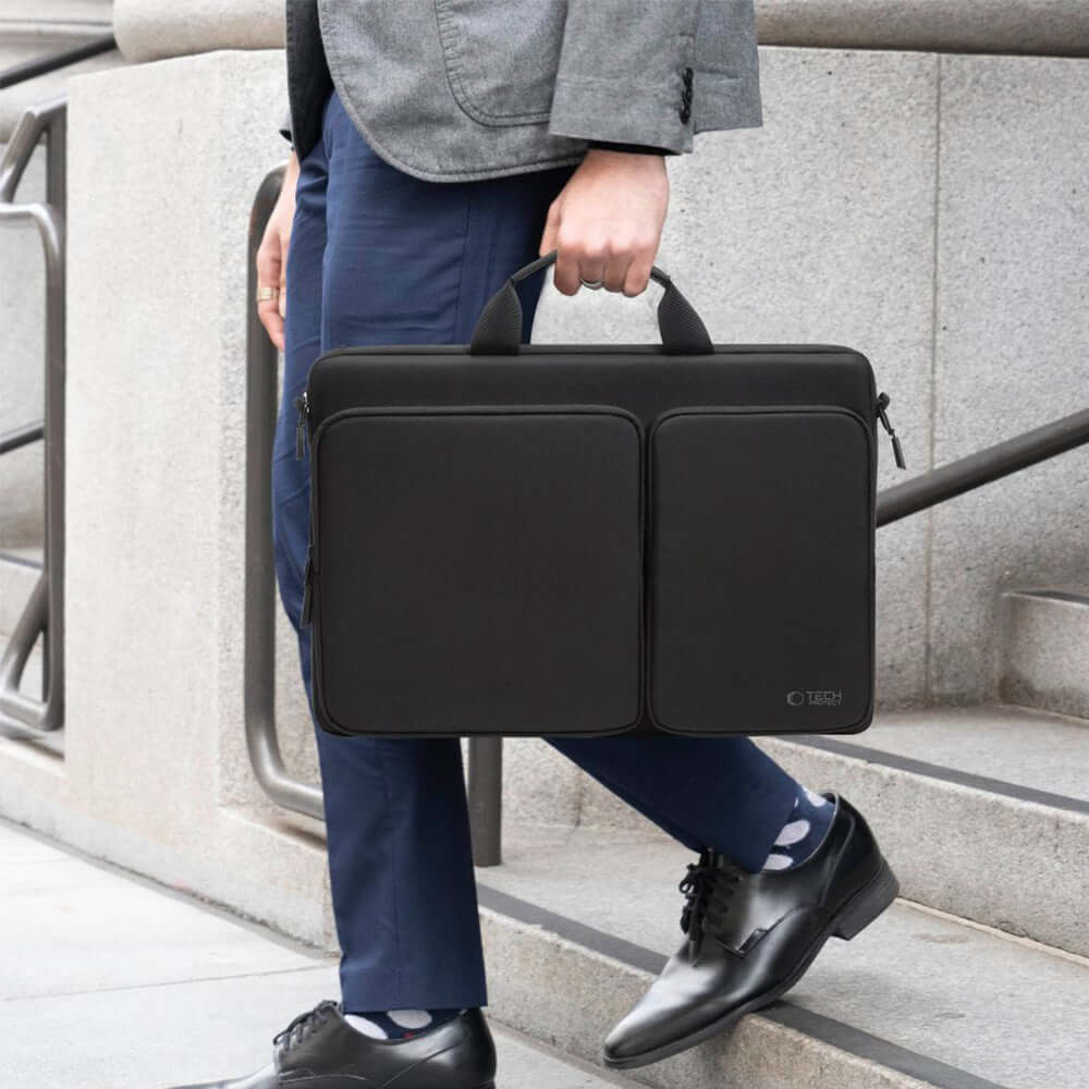 Umhängetasche für 17“ Laptop, Tech-Protect Defender Bag, Schwarz