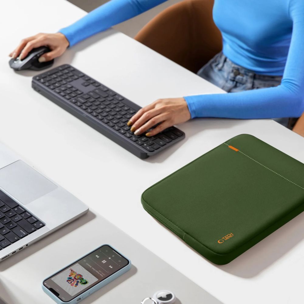 Universal Laptoptasche bis zu 13"-14", Tech-Protect Defender, Dunkelgrün