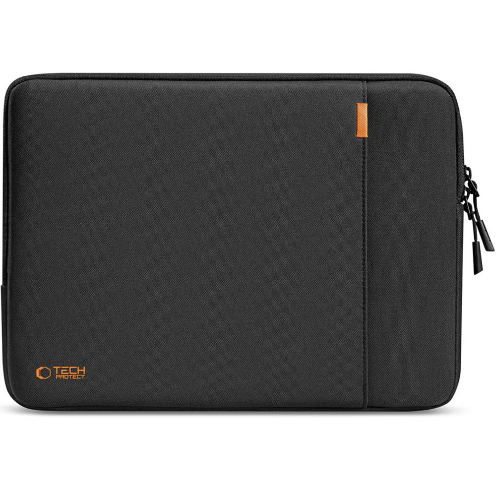 Tech-Protect Defender laptop sleeve in black, designed for 15-16 inch laptops with a sleek and durable exterior.