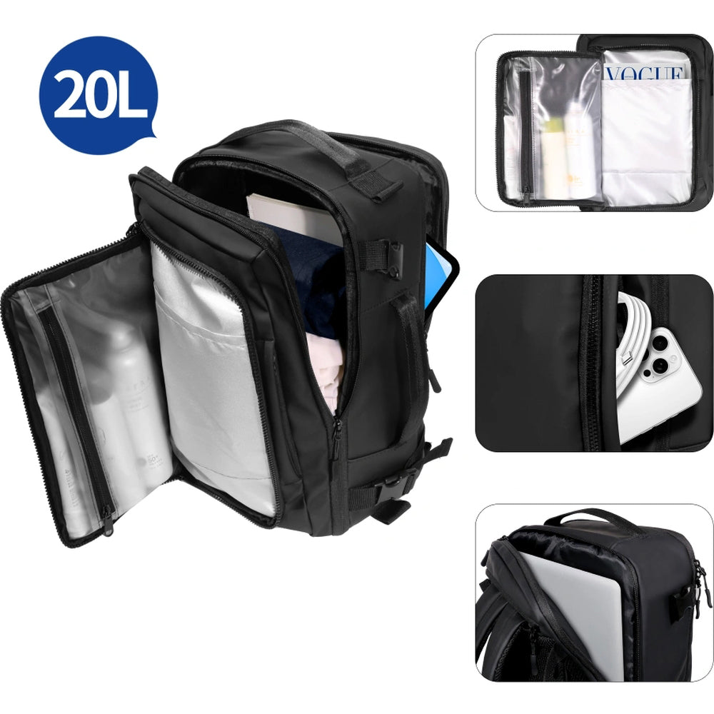 Reiserucksack mit Platz für einen Laptop, 20l, Tech-Protect Defender S50, Schwarz