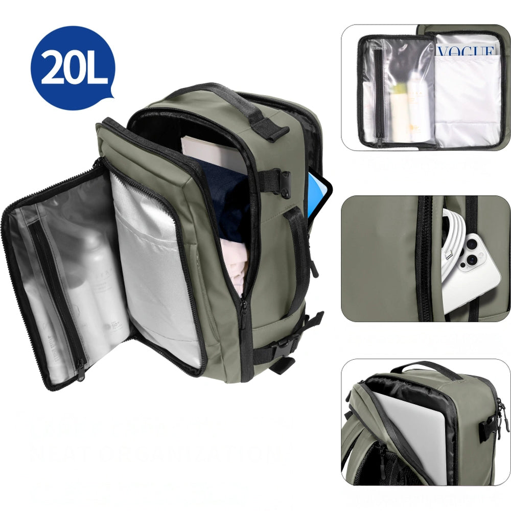 Reiserucksack mit Platz für einen Laptop, 20l, Tech-Protect Defender S50, Grün