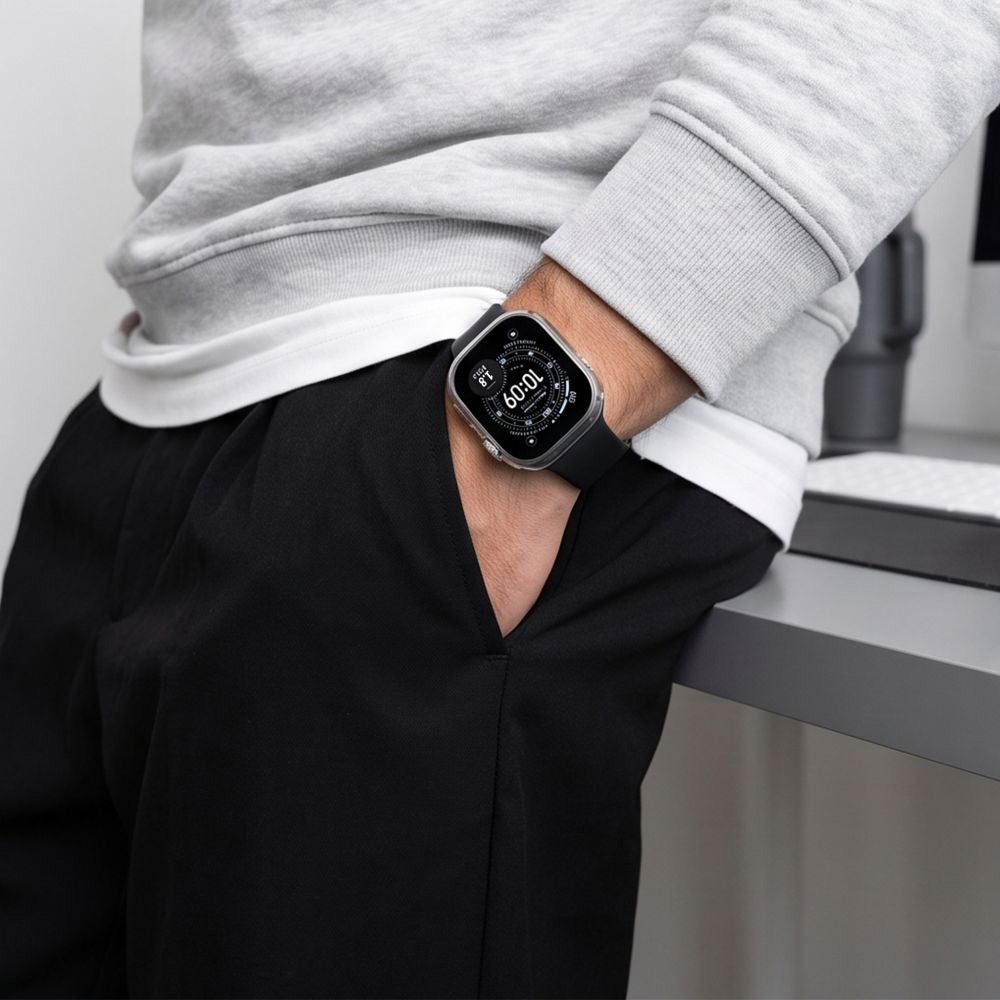 Hülle mit Glas für Apple Watch Ultra 4 49mm / 3 49mm / 2 49mm / 1 49mm, Tech-Protect Defense, 2 Stück, Schwarz, Transparent (10/11)