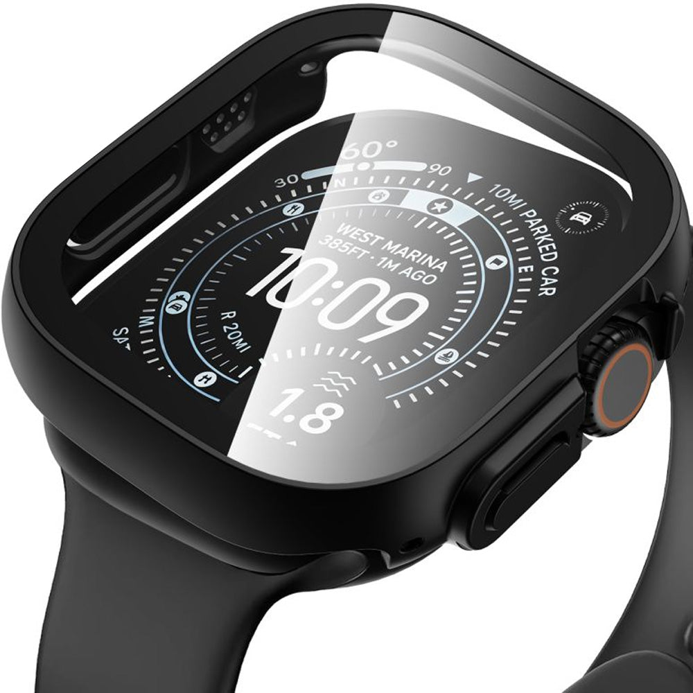 Hülle mit Glas für Apple Watch Ultra 4 49mm / 3 49mm / 2 49mm / 1 49mm, Tech-Protect Defense, 2 Stück, Schwarz, Transparent (6/11)
