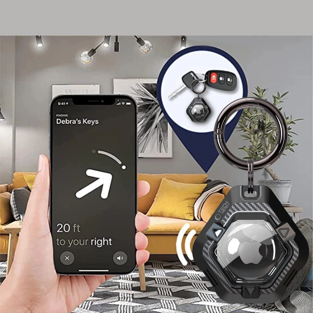 Hülle für Apple AirTag 2 / 1, Tech-Protect Defense, Schwarz