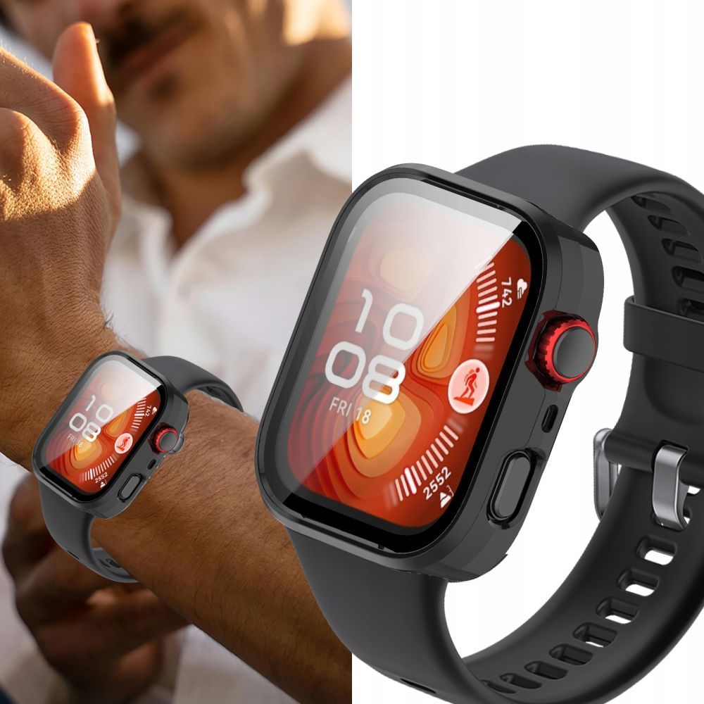 Schutzhülle + Glas für Huawei Watch Fit 4, Tech-Protect Defense, Schwarz