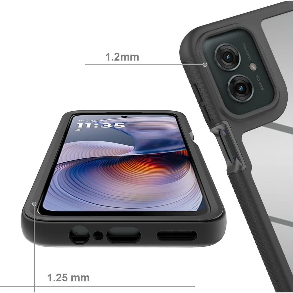 Handyhülle mit Bildschirmschutz für Motorola Moto G55 5G, Tech-Protect Defense, Transparent und Schwarz