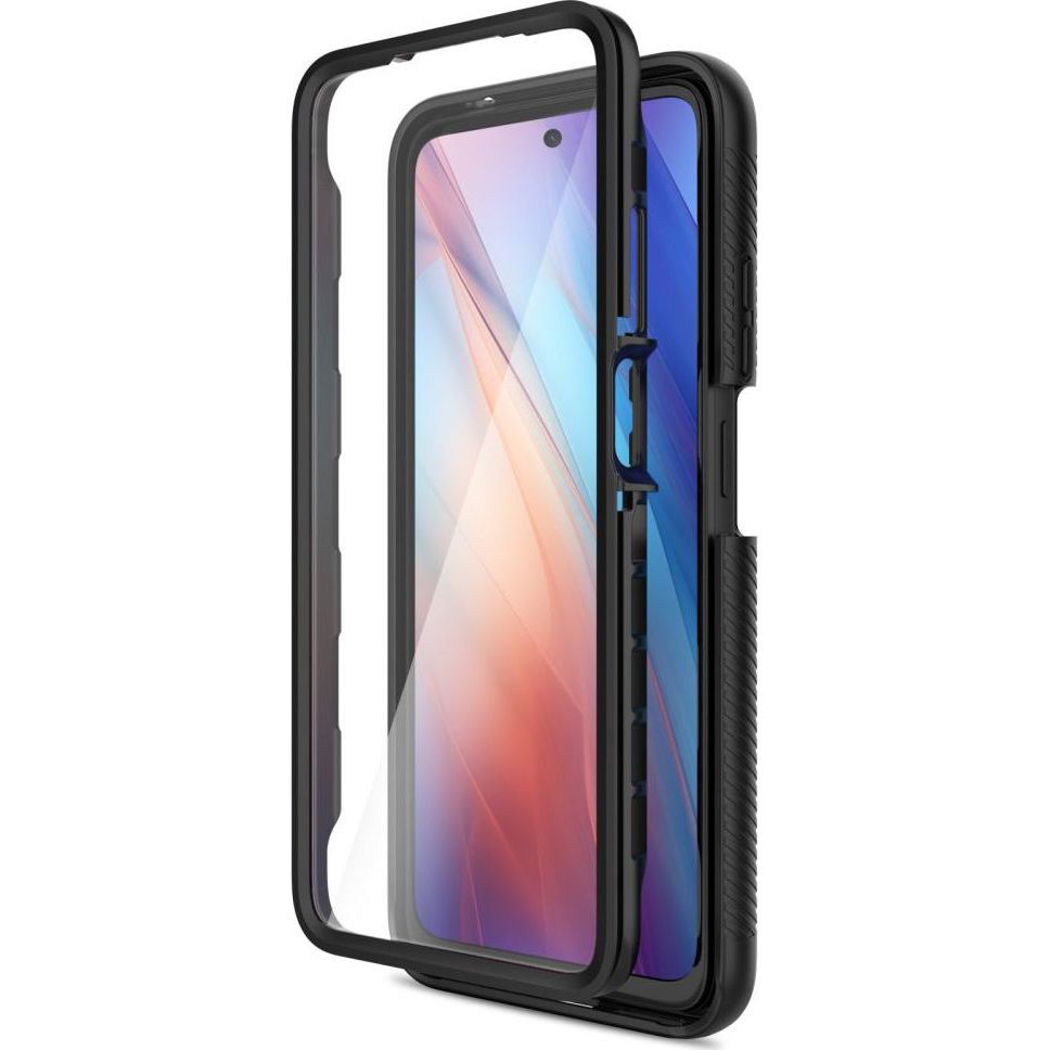 Handyhülle mit Bildschirmschutz für Motorola Moto G15 / G15 Power / G05 / E15, Tech-Protect Defense, Transparent und Schwarz