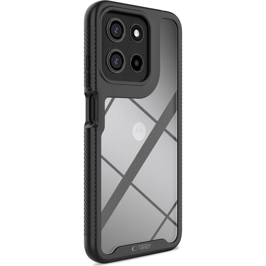 Handyhülle mit Bildschirmschutz für Motorola Moto G15 / G15 Power / G05 / E15, Tech-Protect Defense, Transparent und Schwarz
