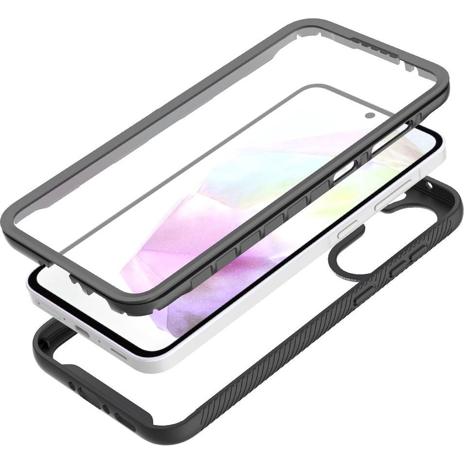 Handyhülle mit Bildschirmschutz für Galaxy A36 / A56 5G, Tech-Protect Defense, Transparent und Schwarz