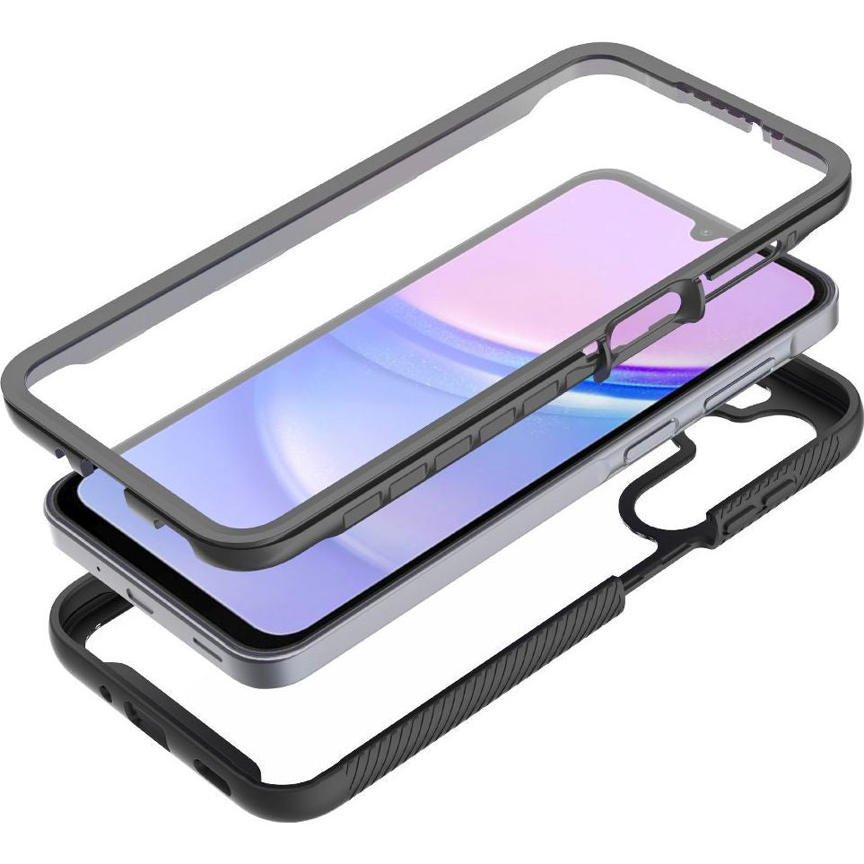 Handyhülle für Galaxy A26 5G, A17 5G / 4G, A16 5G / 4G, Tech-Protect Defense360, Transparent und Schwarz