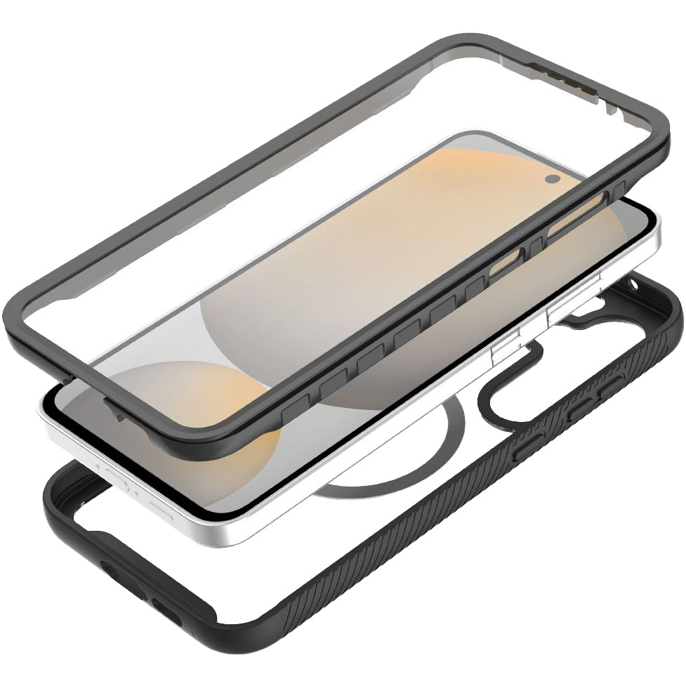 Handyhülle für Samsung Galaxy S24 FE, Tech-Protect Defense360 mit MagSafe, Transparent und Schwarz