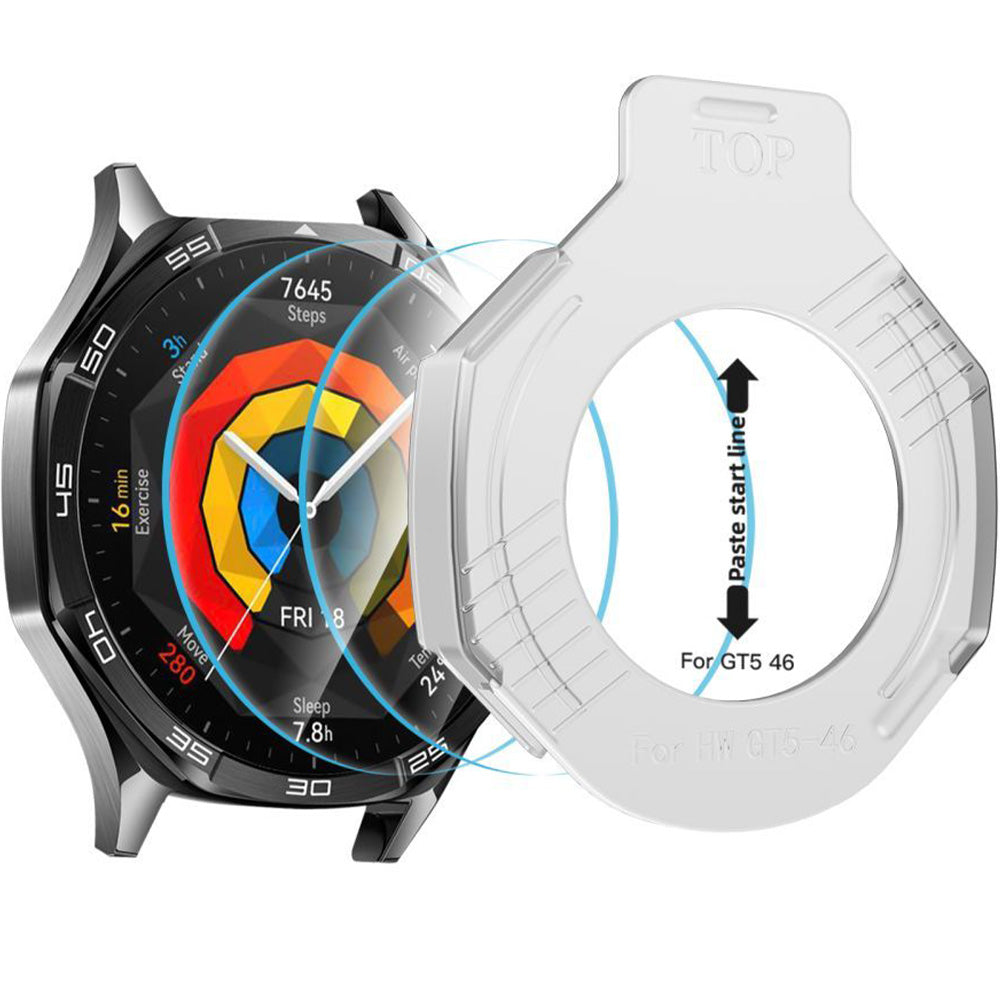 Gehärtetes Glas für Huawei Watch GT 5 46mm, Tech-Protect Easy Set Plus, mit Applikator, 2 Stück