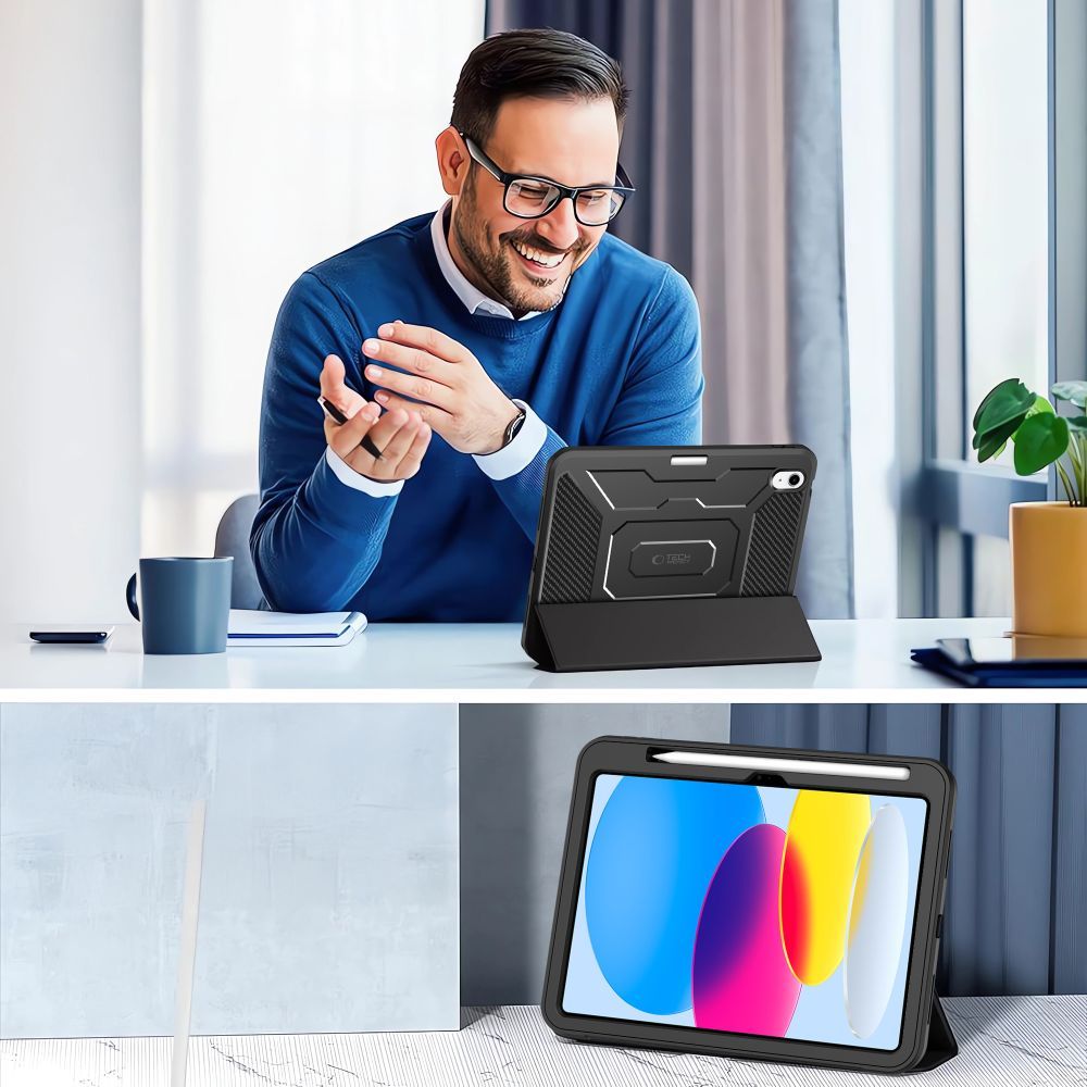 Schutzhülle mit Bildschirmschutz für iPad 11 / 10 gen. 2025 / 2022, Tech-Protect Endurance, Schwarz