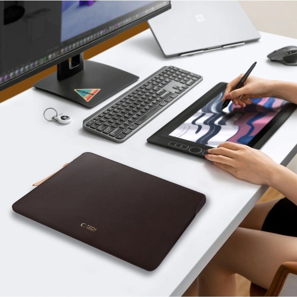 Laptoptasche für 13-14“ Laptop, Tech-Protect Fleeke,  Dunkelbraun