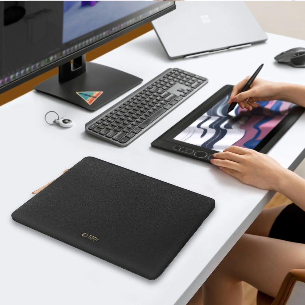 Laptoptasche für 13-14“ Laptop, Tech-Protect Fleece,  Schwarz