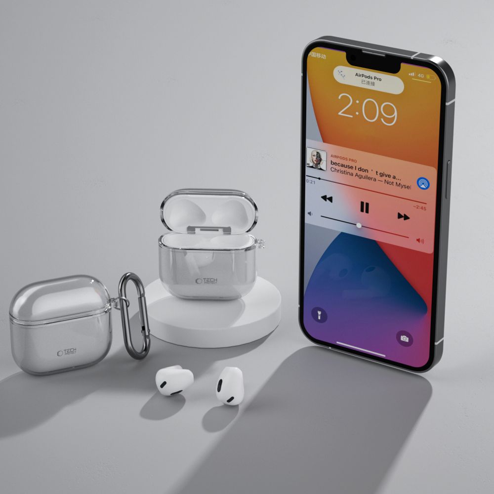 Schutzhülle für Apple AirPods 4, Tech-Protect Flexair Transparent-Grau